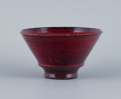 Gutte Eriksen for Kähler, Ceramic Bowl with Glaze in Burgundy Tones, 1930s