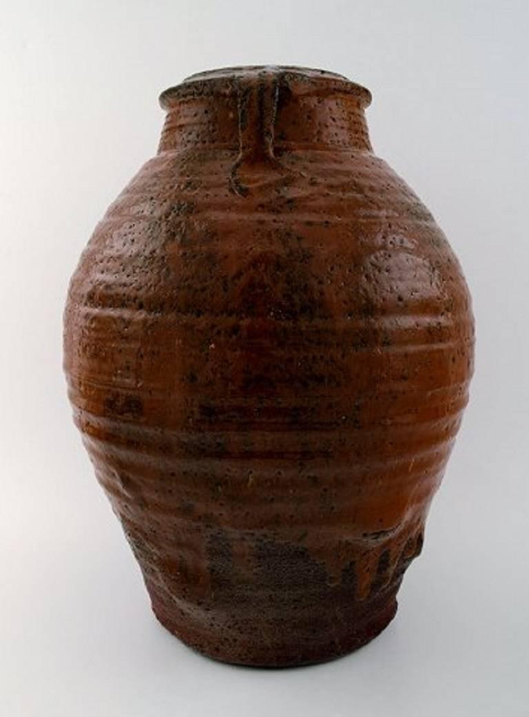 Danish Gutte Eriksen, Large Unique Stoneware Vase