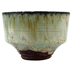 Gutte Eriksen, Own Workshop, Bowl in Glazed Stoneware, Raku Burned Technique