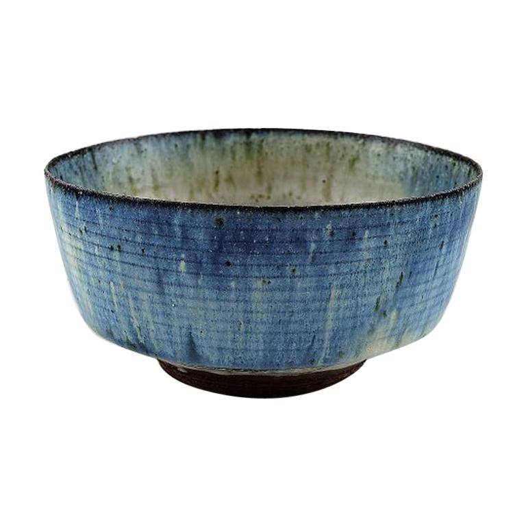 Gutte Eriksen, Own Workshop, Bowl in Glazed Stoneware, Raku Burned Technique