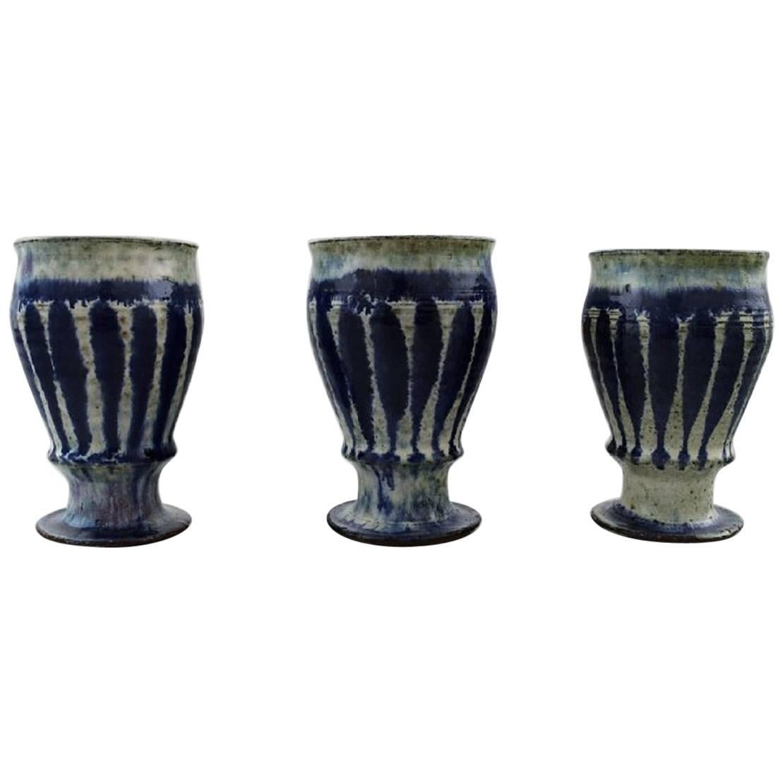 Gutte Eriksen, Own Workshop, Three Ceramic Cups.  For Sale