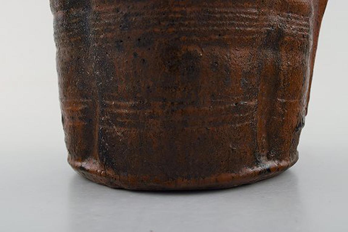 Gutte Eriksen, Unique Teapot of Stoneware with Handle in Wicker 1