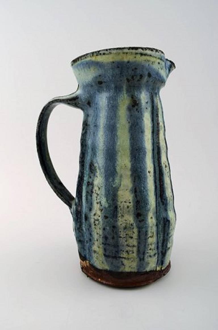 Scandinavian Modern Danish ceramist, Unique Pottery Jug, Denmark Mid-20 Century For Sale