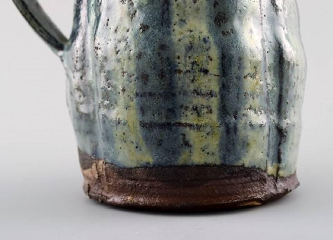 20th Century Danish ceramist, Unique Pottery Jug, Denmark Mid-20 Century For Sale