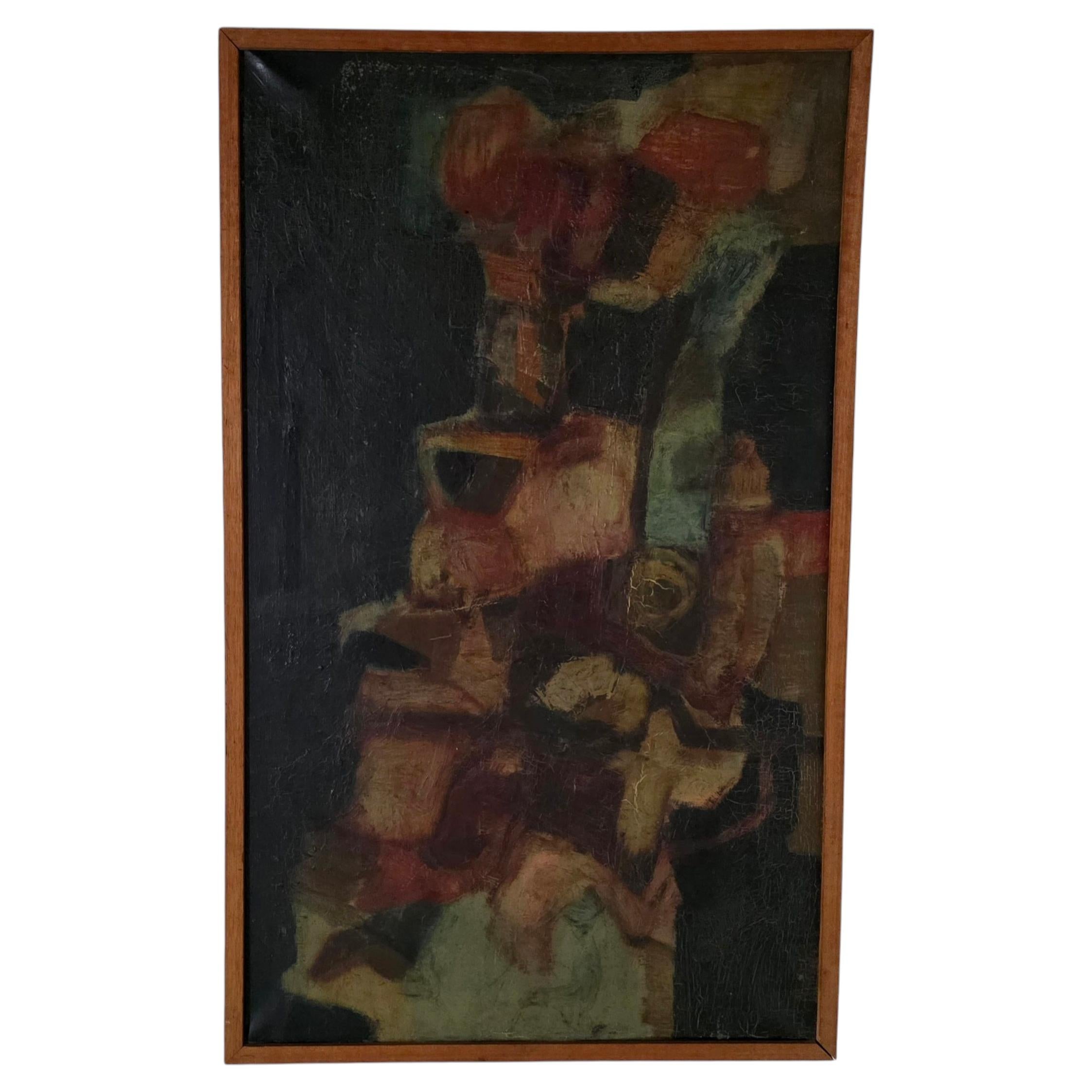 Guus van der Braak – Großes abstraktes Ölgemälde aus den Niederlanden, Amsterdam, 1958