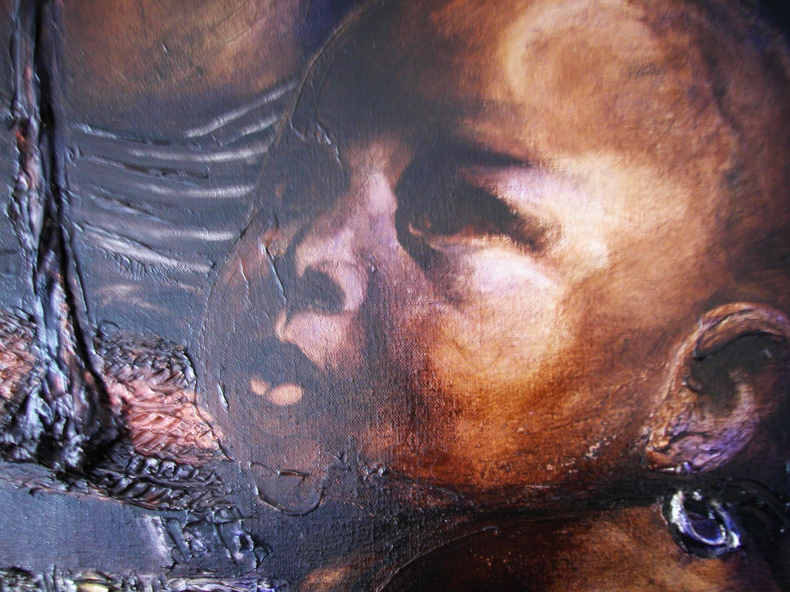Himba.  Grande peinture à l'huile figurative contemporaine - Réalisme Painting par Guusje Bertholet