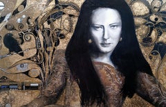 Senza tempo. pittura figurativa a tecnica mista di grandi dimensioni