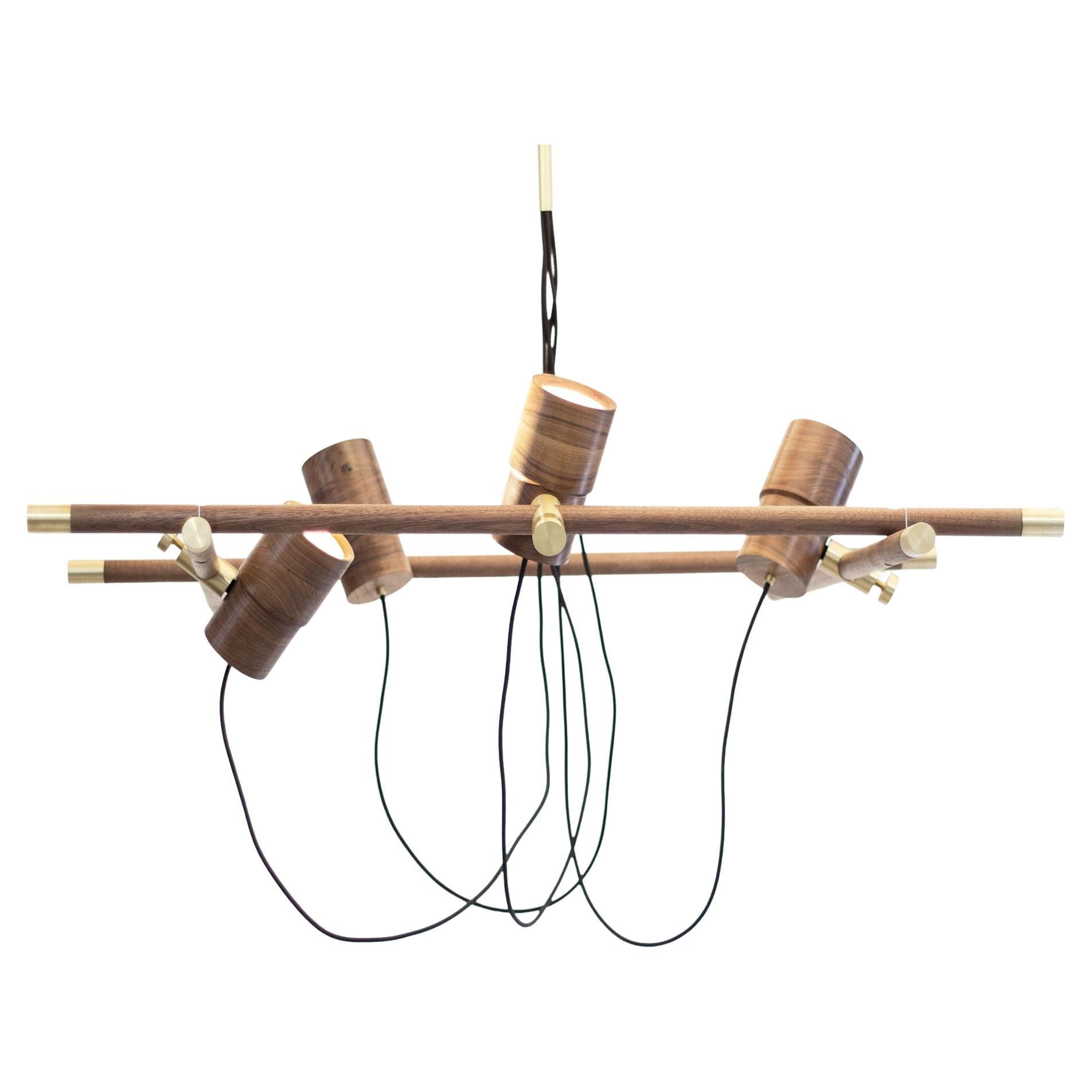Guvukai, Light Fixture Made of Solid Wood and Brass by CMX For Sale