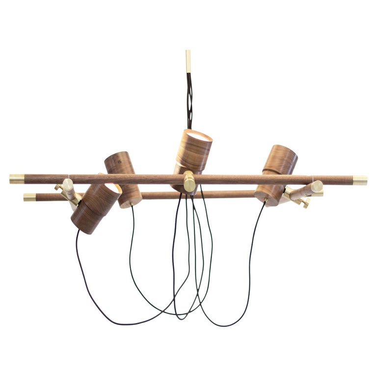Guvukai, Light Fixture Made of Solid Wood and Brass by CMX For Sale at
