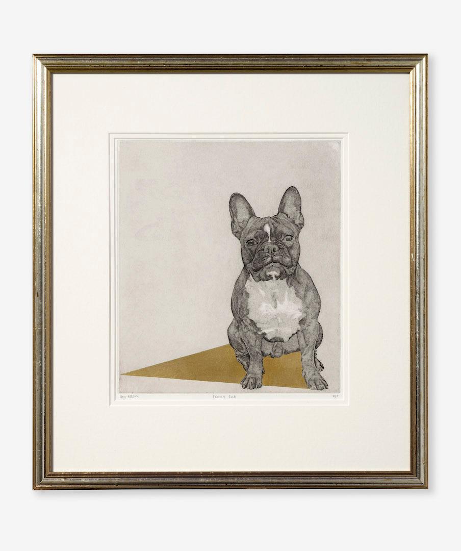 Guy Allen, Französisches Gold, Original-Hunde-Radierung, erschwingliche Kunst