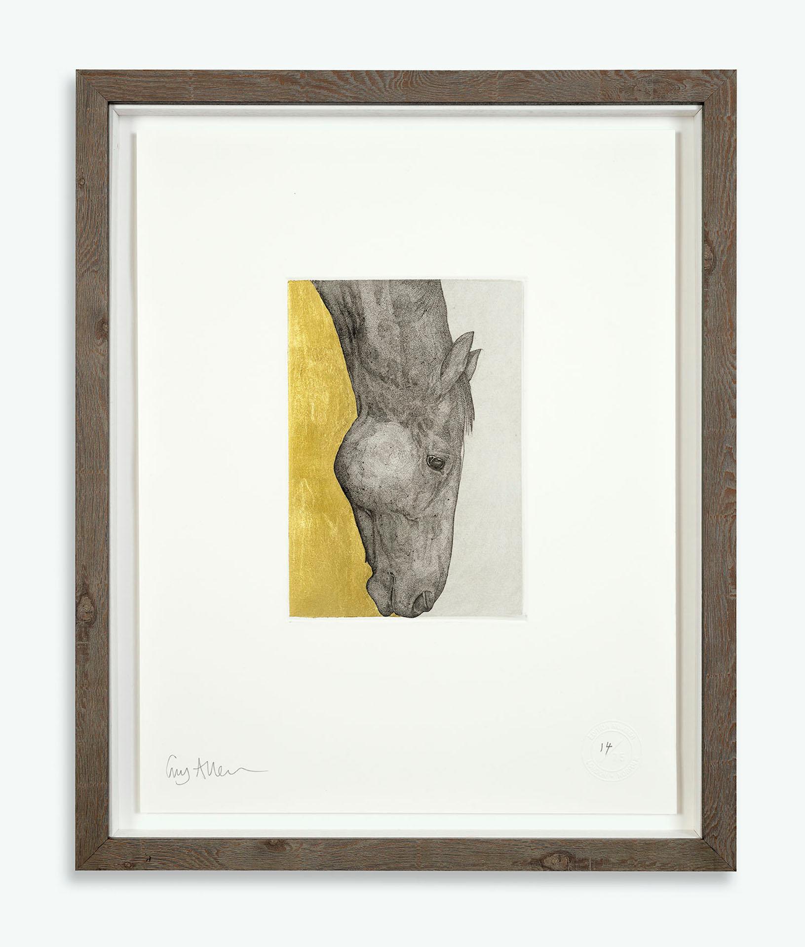 Guy Allen, Grazing Horse Study Gold, Limited Edition Contemporary Horse Art