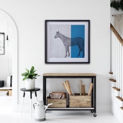 Guy Allen, Horse Study Blue, Bright Art, Etching Print, Contemporary Equine Art