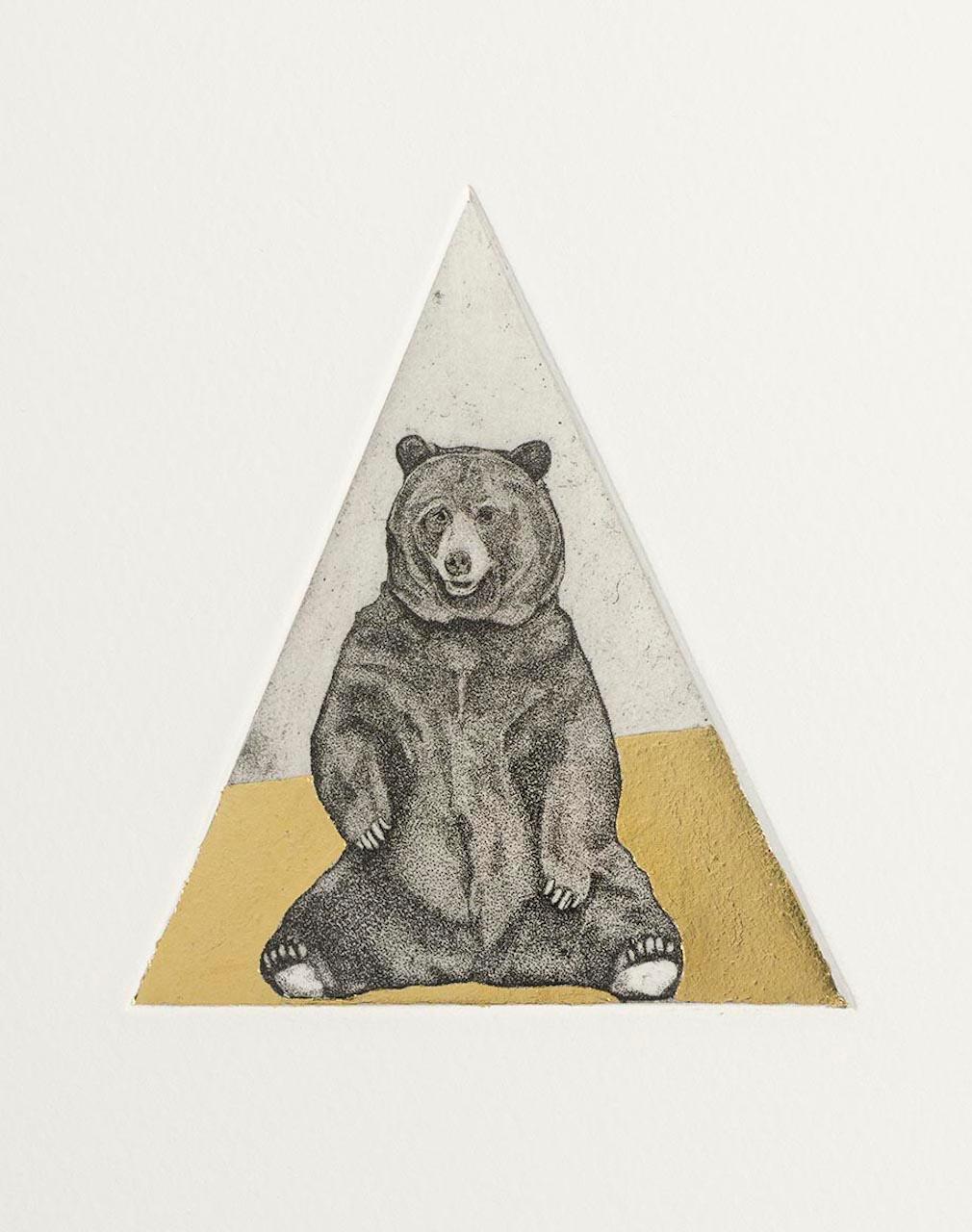 Guy Allen, Stinging Bear Study, Limited Edition Animal Print, Gold Leaf Art 2
