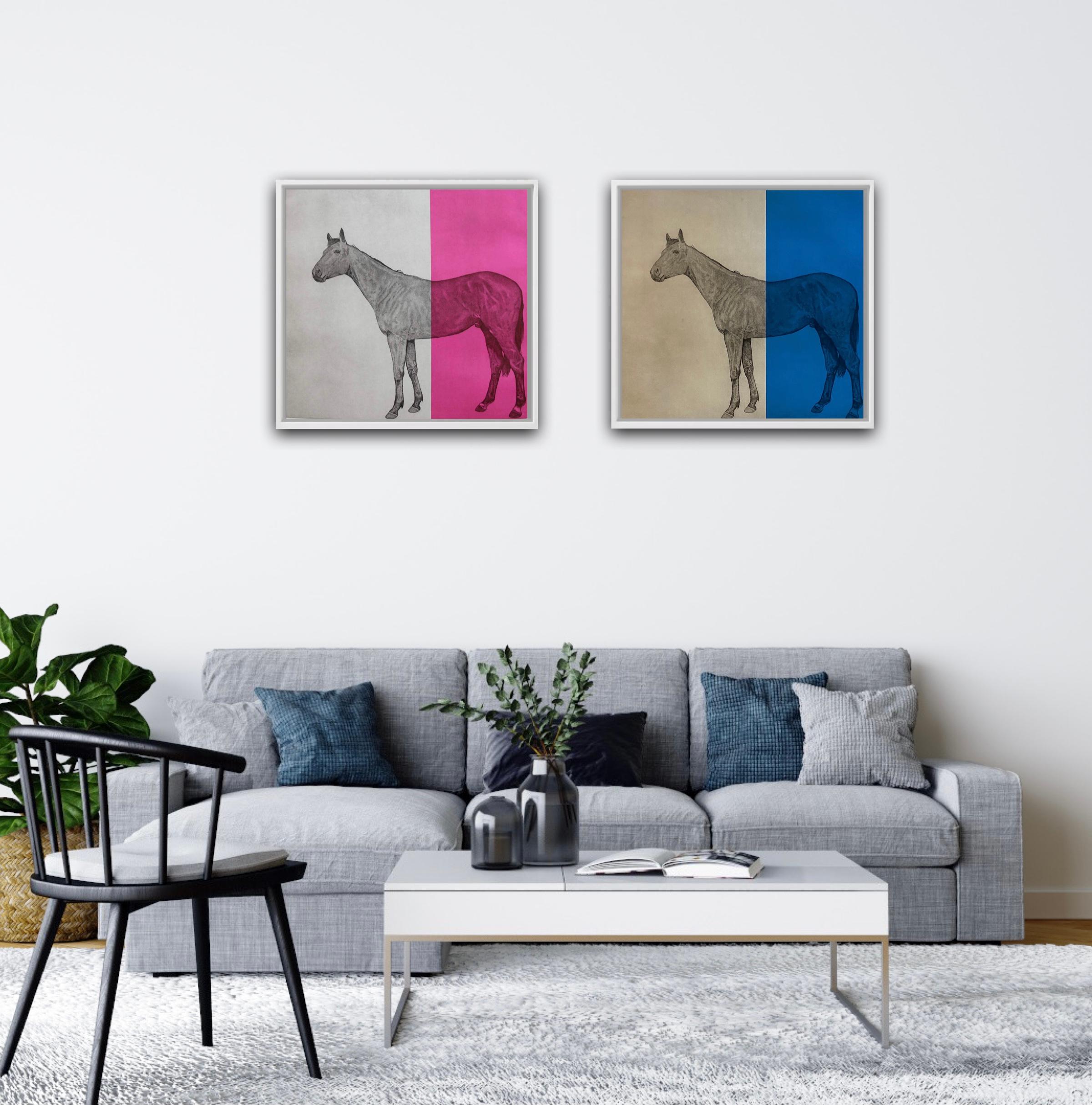 Horse Study Fuchsia and Horse Study Blue - Pop Art Print by Guy Allen