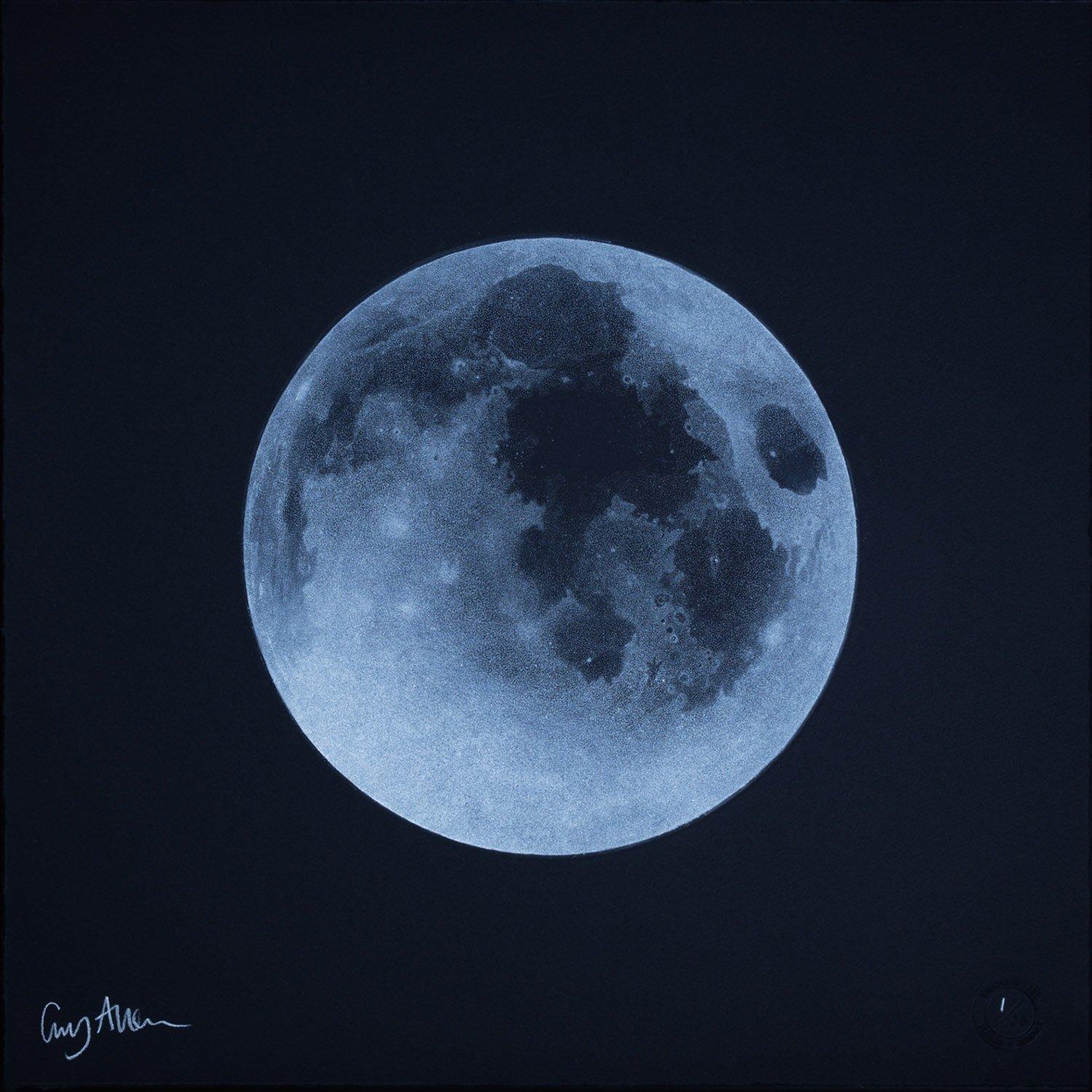 The Lunar Cycle – 9 Phases of the Moon by Guy Allen.  Print from acid etching.   For Sale 1