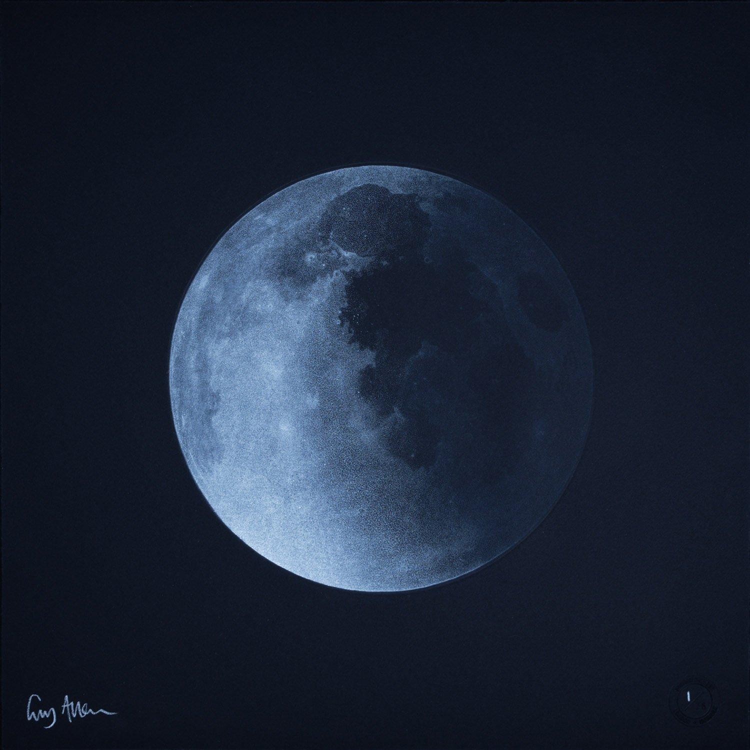 The Lunar Cycle – 9 Phases of the Moon by Guy Allen.  Print from acid etching.   For Sale 2