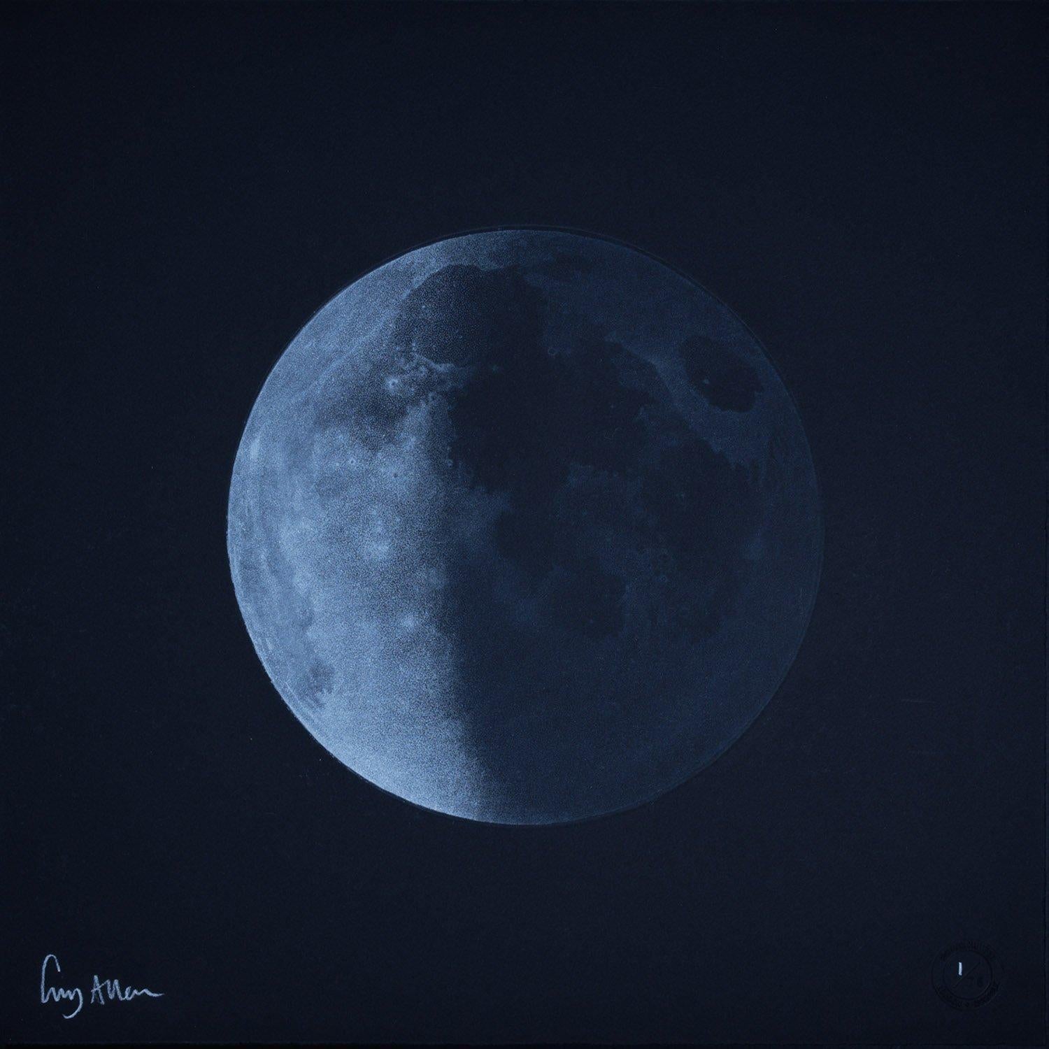 The Lunar Cycle – 9 Phases of the Moon by Guy Allen.  Print from acid etching.   For Sale 3