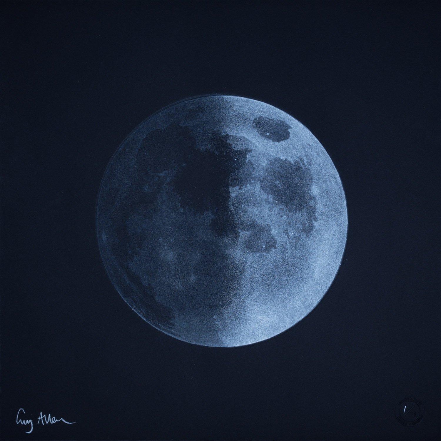 A set of nine prints.
The Moon has had an importance in human culture since the dawn of history and likely before.  Often revered as a feminine deity and counterpoint to a masculine Sun god, its monthly cycle as it passes through its phases has