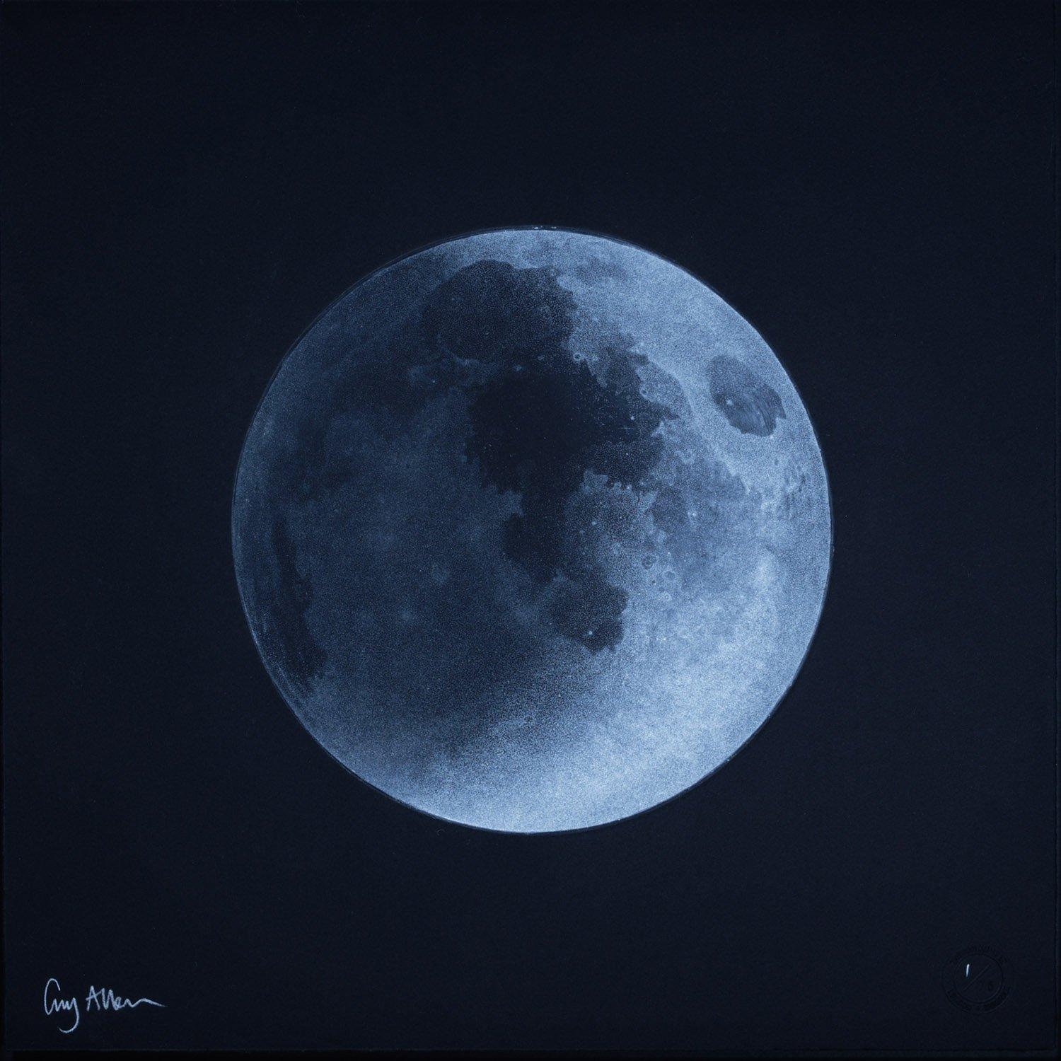 Moon Waxing Crescent Moon de Guy Allen.  Impression à partir d'une gravure à l'acide.  Non encadré