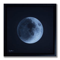 Waxing Crescent Moon by Guy Allen.  Print from acid etching.  Wooden Frame