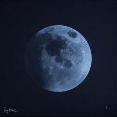 Waxing Gibbous Moon by Guy Allen.  Print from acid etching.  Unframed