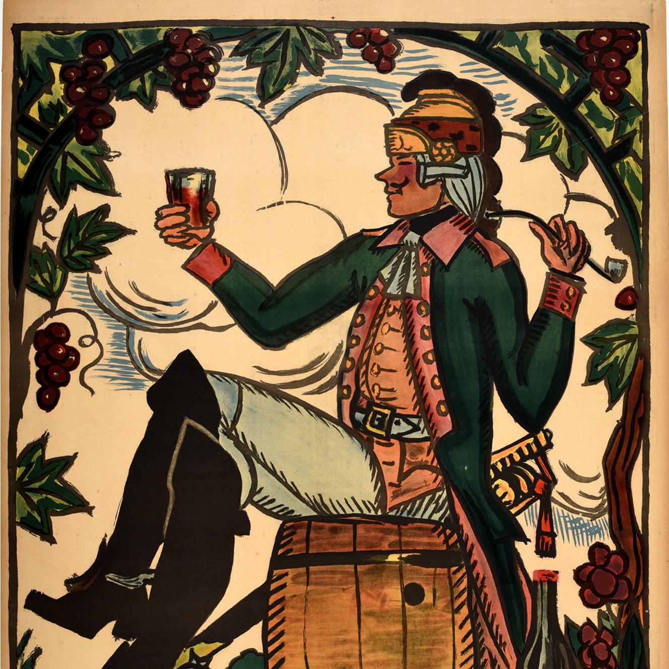 Poster pubblicitario originale antico Vini di Borgogna Henri De Bahezre Francia - Print Beige di Guy Arnoux
