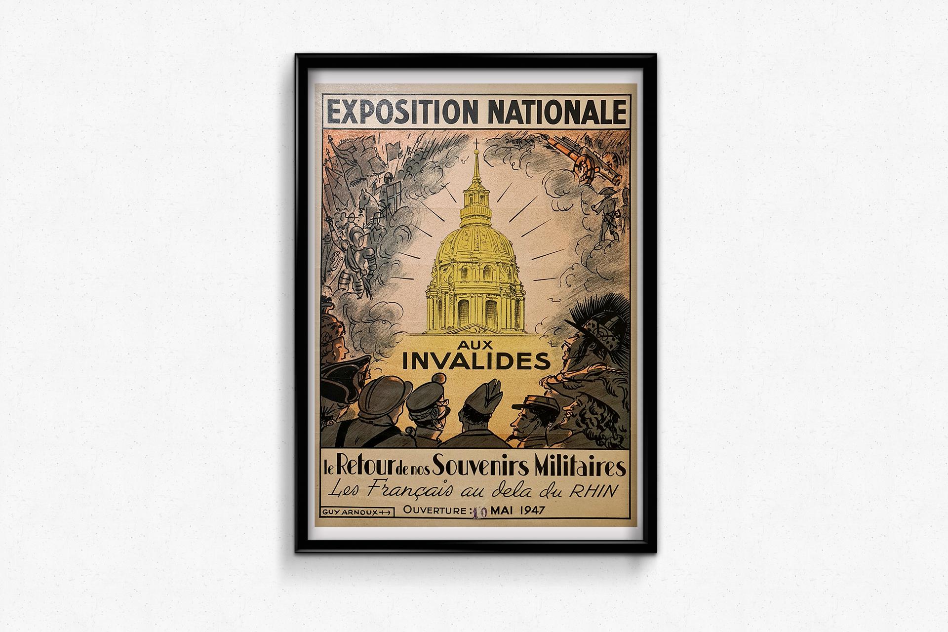 Original poster made in 1947 by Guy Arnoux - Exposition Nationale aux Invalides For Sale 3