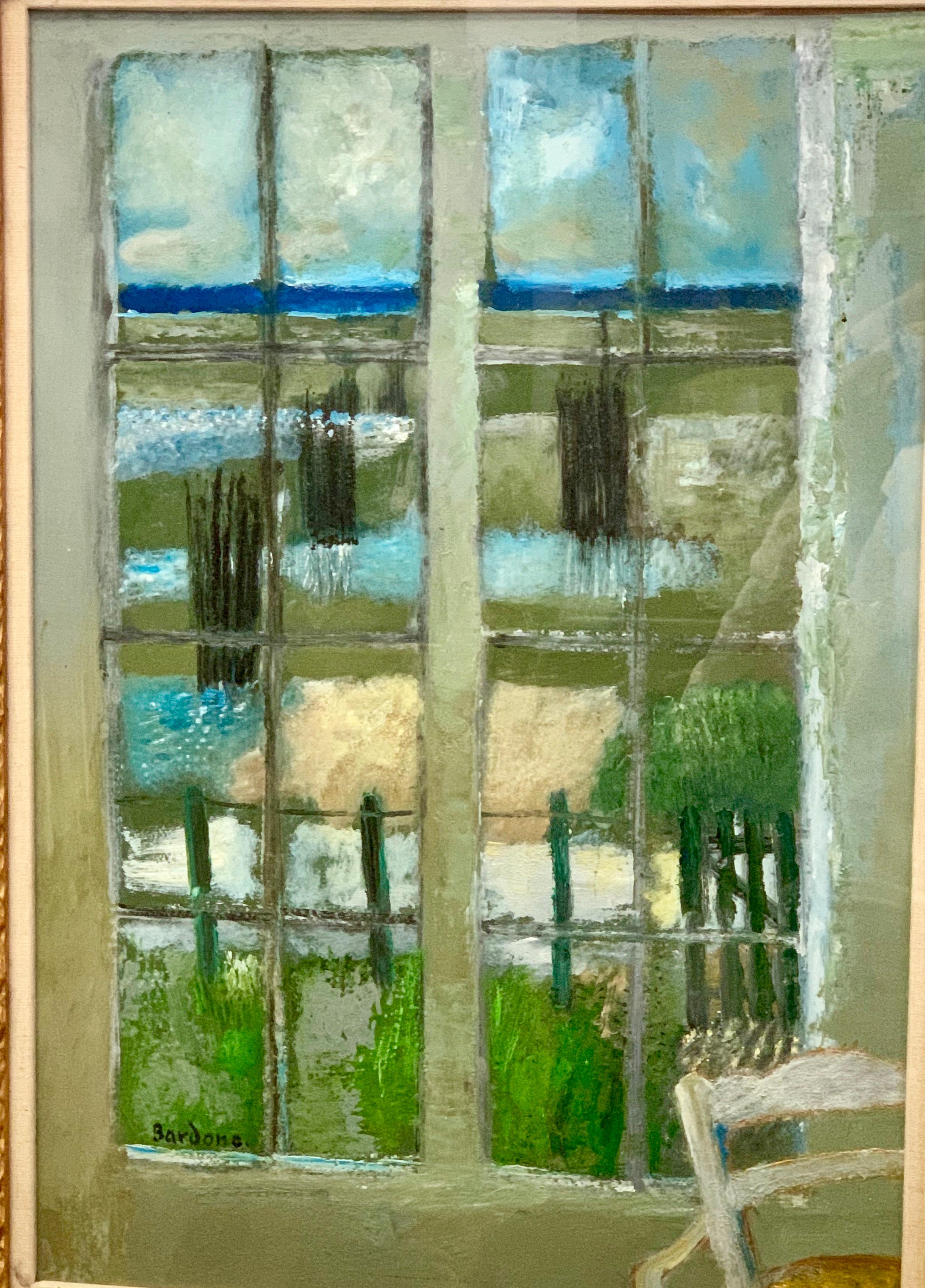 Guy Bardone 
French, 1927-2015
La Fenêtre (The window)

Oil on canvas.

Guy Bardone was born in 1927 in Saint-Claude, France. Bardone studied at the Ecole National Supérieure des Arts Decoratifs in Paris where he trained under Brianchon, Cavailles