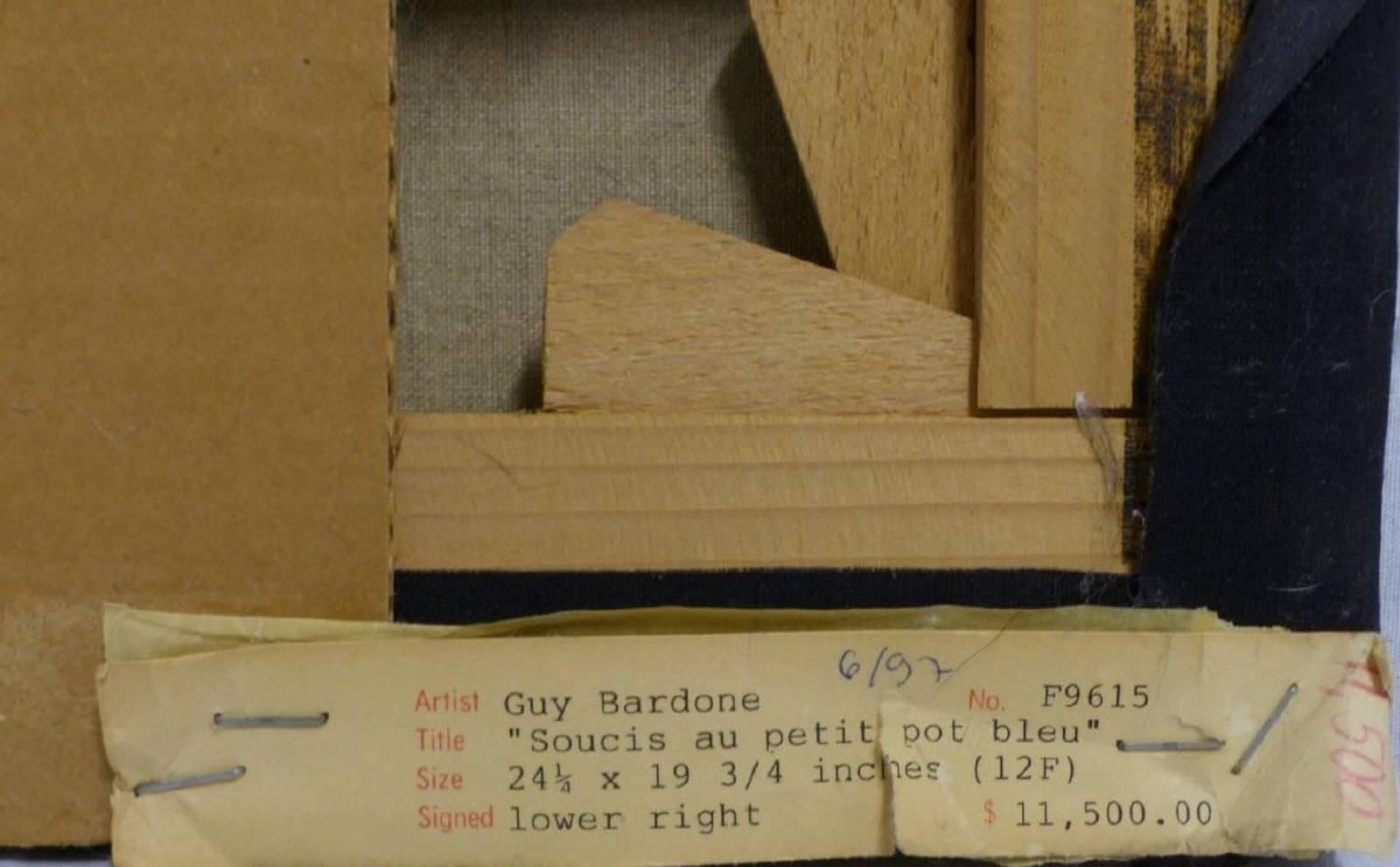 Français 1927 - 2015

Guy Bardone est né à Saint Claude, dans l'est de la France. Il est l'un des membres importants de la nouvelle figuration française. Il étudie auprès des maîtres Maurice Brianchon, Jules Cavailles et François Desnoyer à l'École