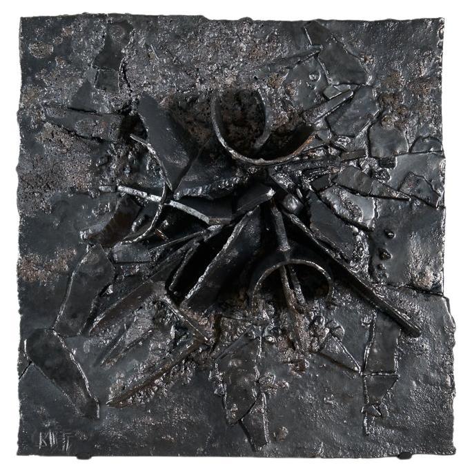 Guy Bareff, Abstract Black Ceramic Wall Sculpture, France, 2025