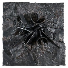 Guy Bareff, Abstract Black Ceramic Wall Sculpture, France, 2025