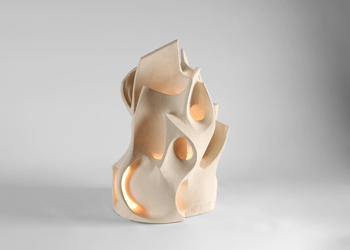 Fired Guy Bareff, Contemporary Illuminated Stoneware Sculpture, France, 2023 For Sale
