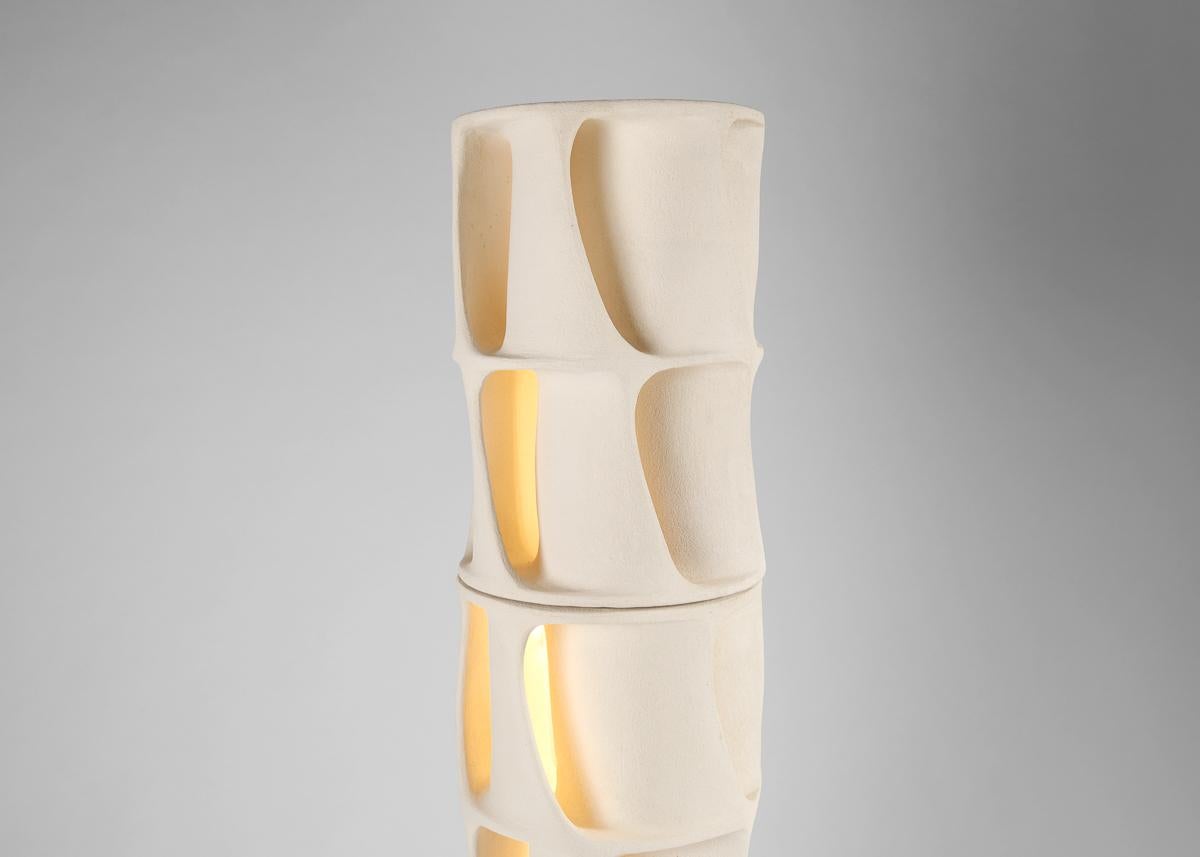 Cotto in fornace Guy Bareff, Tre elementi, scultura in gres illuminata, Francia, anni 2000 in vendita