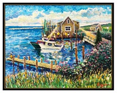 Guy Begin Original Oil Painting On Canvas Signed Water Landscape Framed Artwork