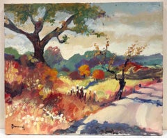 Automne en Provence, peinture à l'huile moderniste française signée