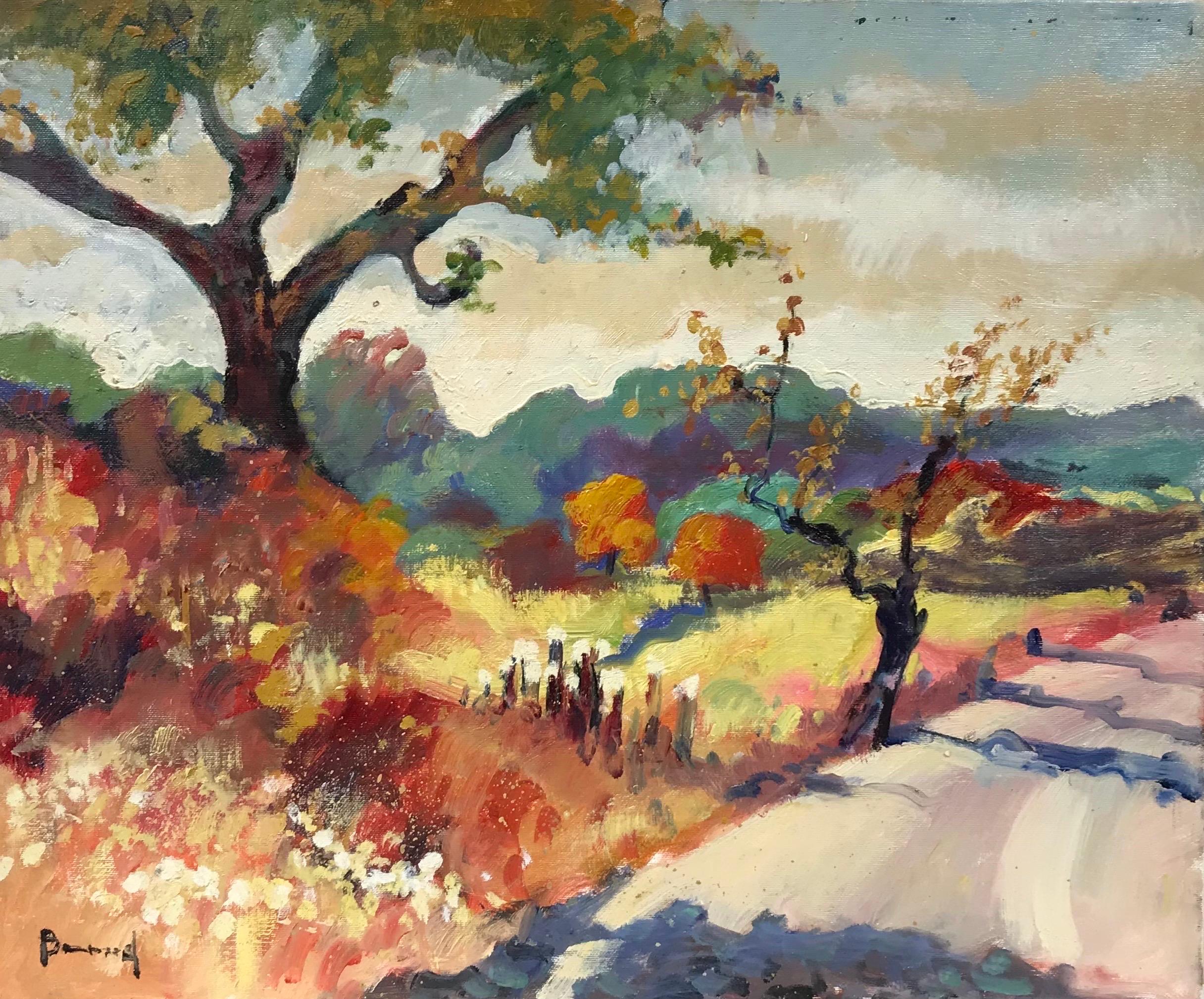Guy Benard Landscape Painting - Autumn in Provence, signed French Modernist Oil Painting