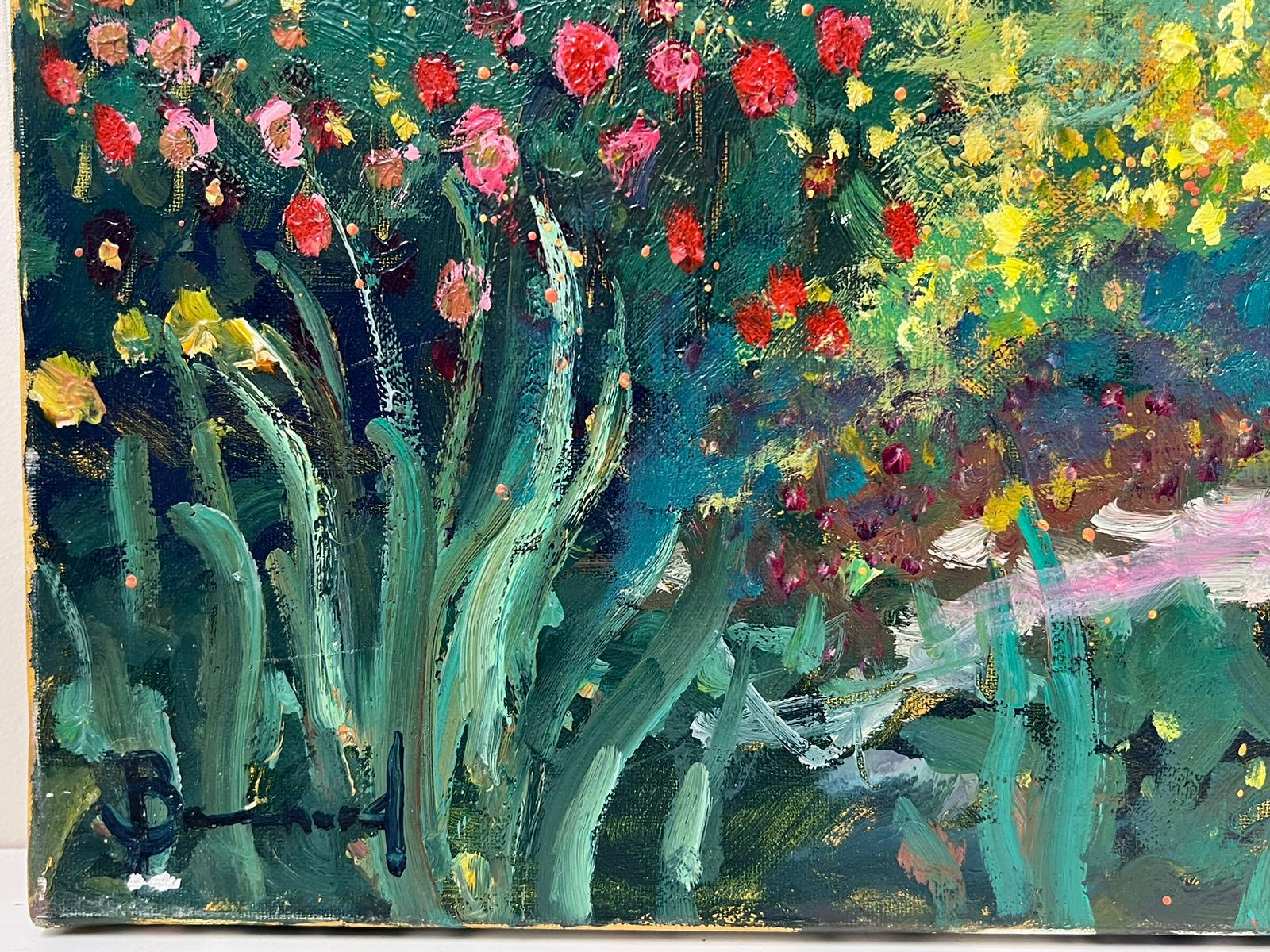 Artist/ School: Guy Benard (French b.1928) signed lower corner. Painter from Rouen, Normandy, exhibited throughout France. 

Title: Jardin en Juin

Medium:  signed oil on canvas, unframed and inscribed verso

size: 18 x 22 inches

Provenance: