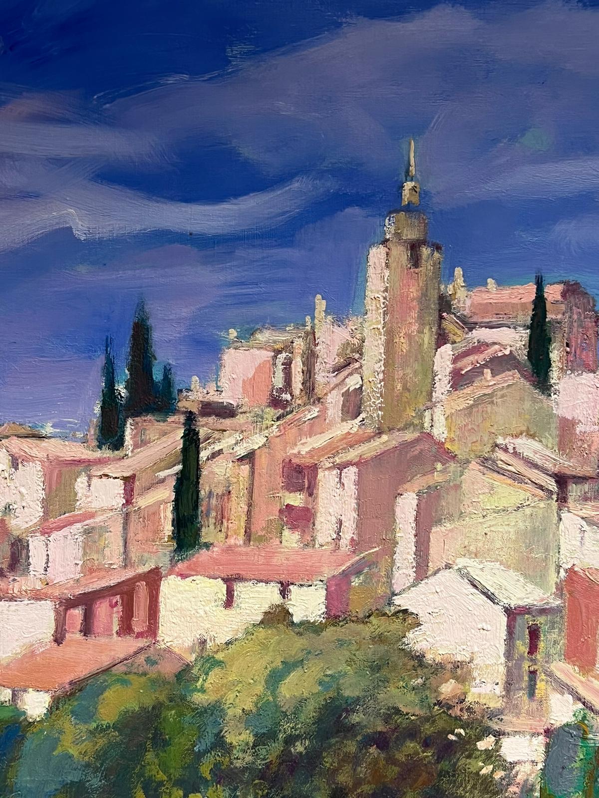 Gordes Village Luberon Provence Huge Original French Oil Painting on Canvas For Sale 1