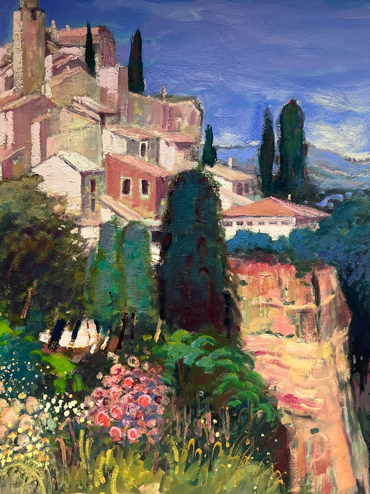 Gordes Village Luberon Provence Huge Original French Oil Painting on Canvas For Sale 1