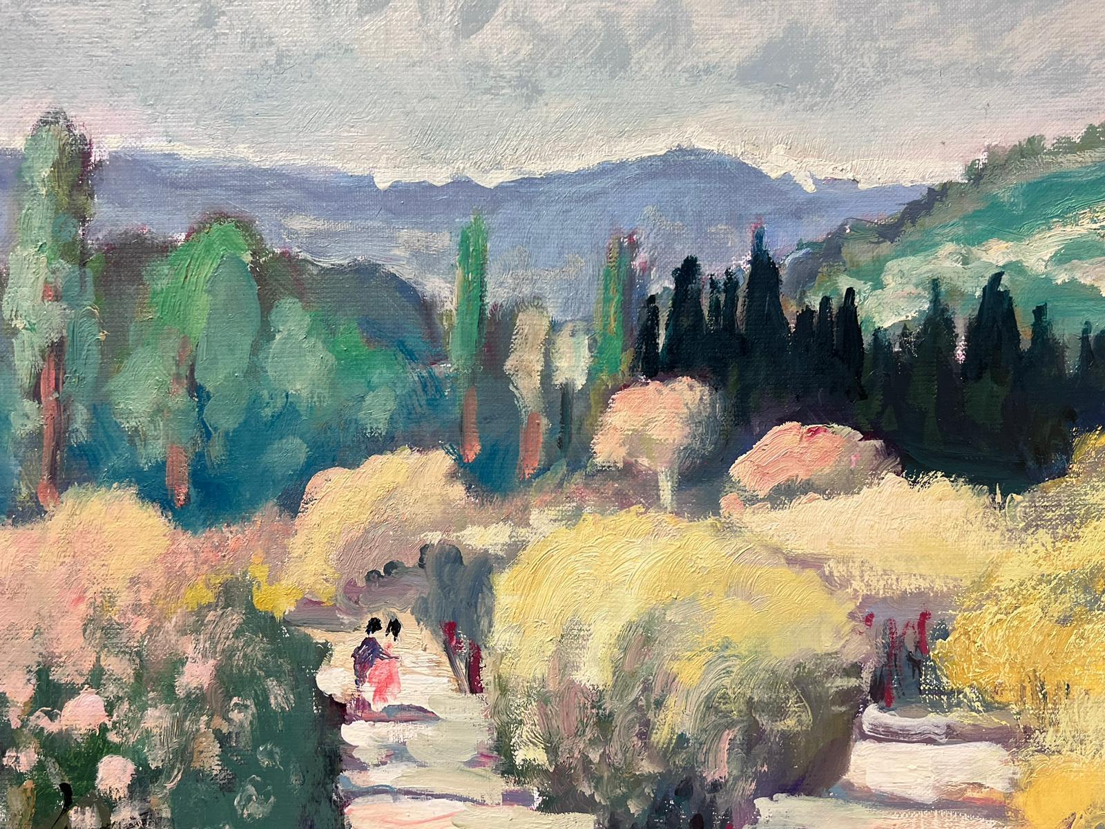 Belle peinture à l'huile française - Paysage d'été - Les Baux de Provence - Painting de Guy Benard