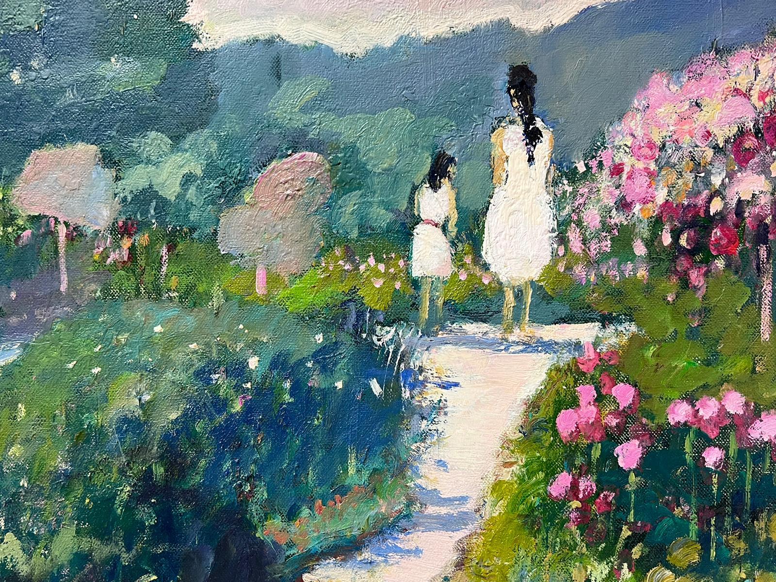 Artist/ School: Guy Benard (French b.1928) signed lower corner. Painter from Rouen, Normandy, exhibited throughout France. 

Title: Jardin

Medium:  oil on canvas, unframed and inscribed verso

size: 18 x 22 inches

Provenance: private collection,