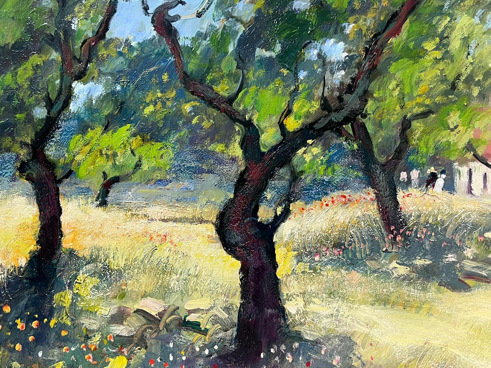 Vecchi oliveti nodosi Les Baux de Provence Olio impressionista francese firmato - Painting di Guy Benard
