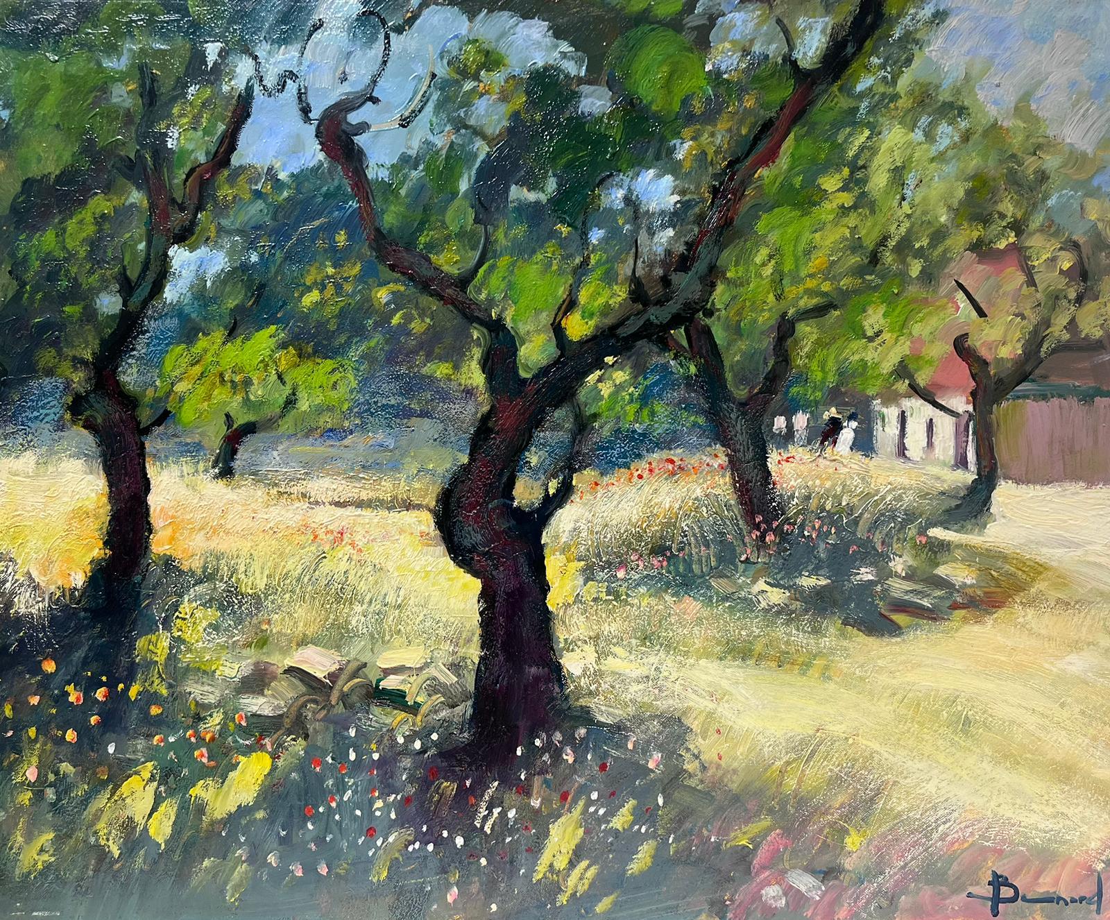 Guy Benard Landscape Painting - Old Gnarled Olive Groves Les Baux de Provence Signed French Impressionist Oil 