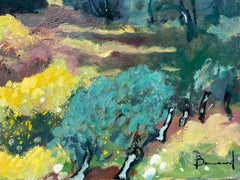 Peinture à l'huile - Paysage de Provence - Belle peinture impressionniste française - Maisons à sabot rouges