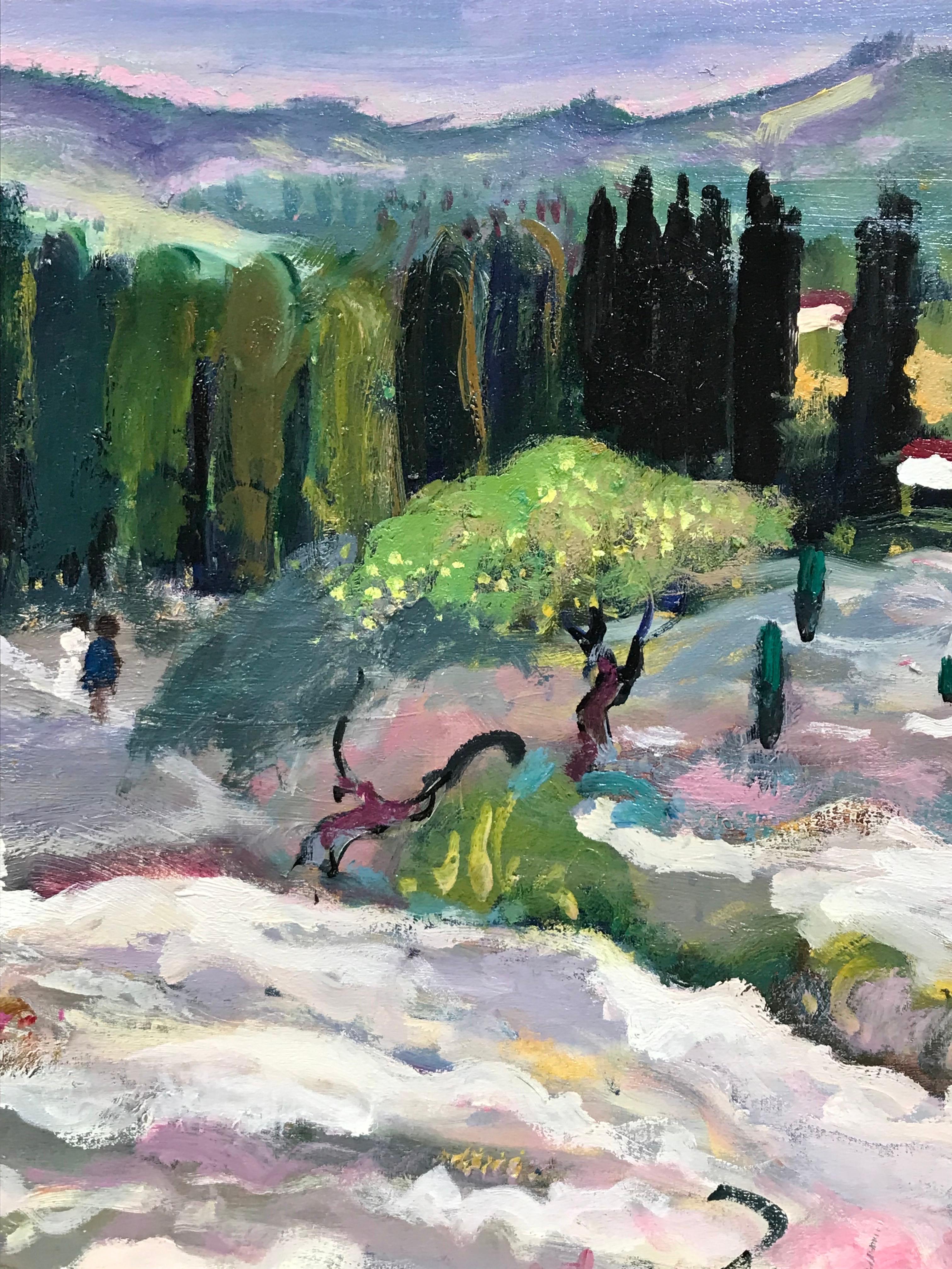Sun Scorched Provence Landscape Les Alpilles, signed French Modernist Oil  - Gray Landscape Painting by Guy Benard