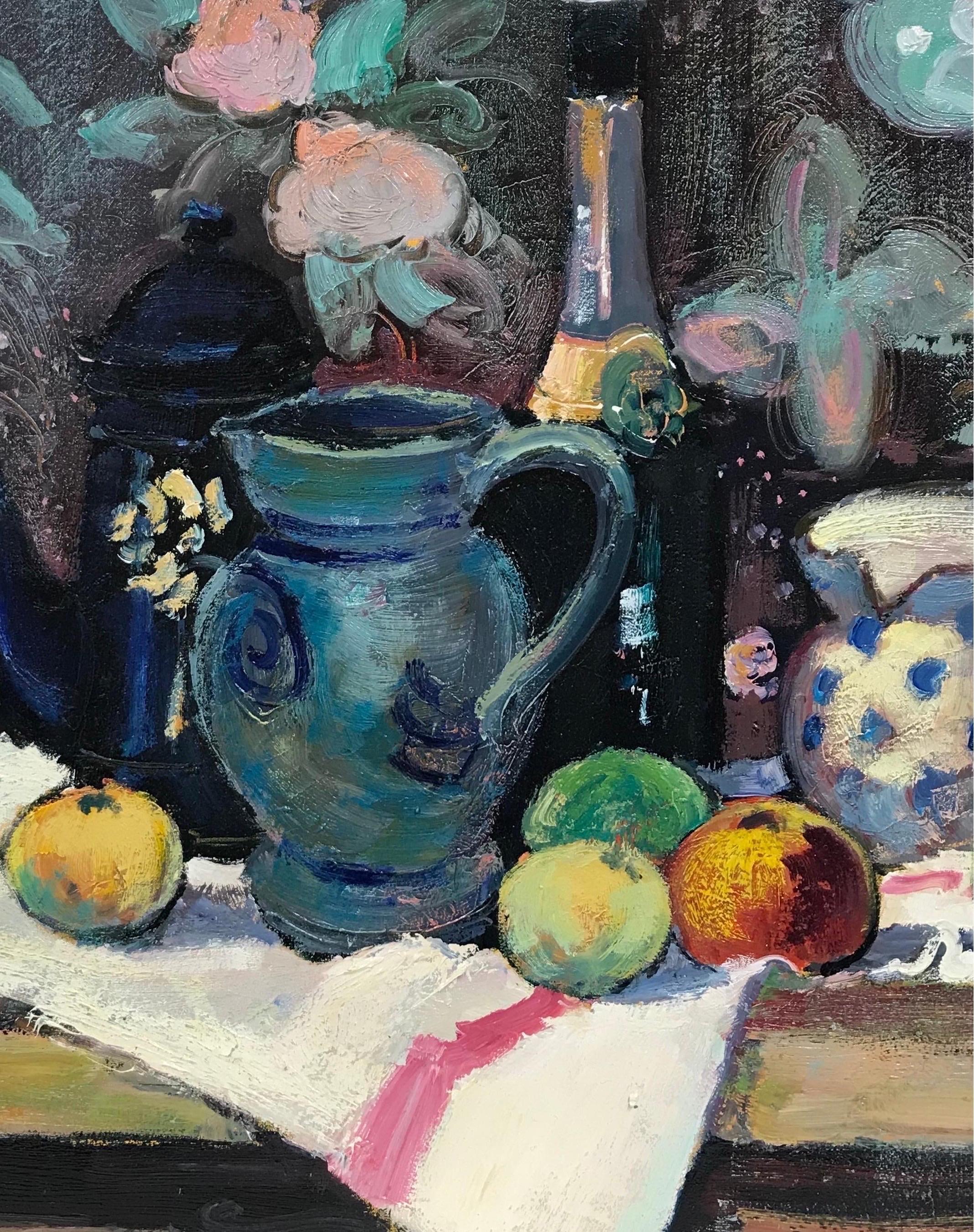 Künstler/Schule: signiert Guy Benard (französisch, zeitgenössisch)

Titel: ³eNature Morte³c

Medium: Öl auf Leinwand, ungerahmt und verso beschriftet

Leinwand: 18 x 21,5 Zoll

Provenienz: Privatsammlung, Frankreich

Zustand: Das Gemälde ist in