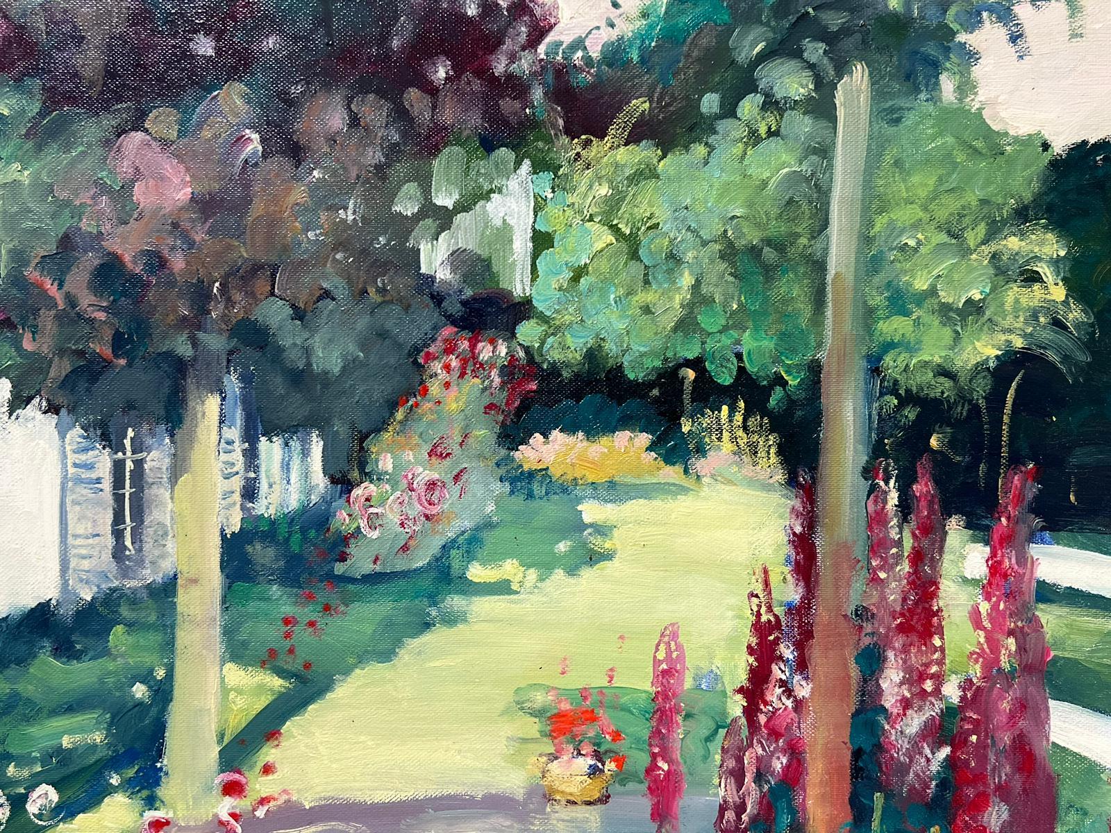 The Artists Garden Signed Original French Impressionist Oil Painting For Sale 1