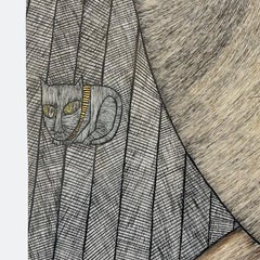 Guy Bourdin, Katzenzeichnung, Tinte und Gouache auf Papier, 1955