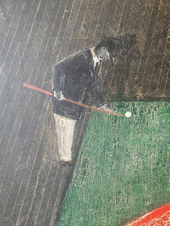 Surrealist Carom Billards large and bold abstracted mid century modern games oil