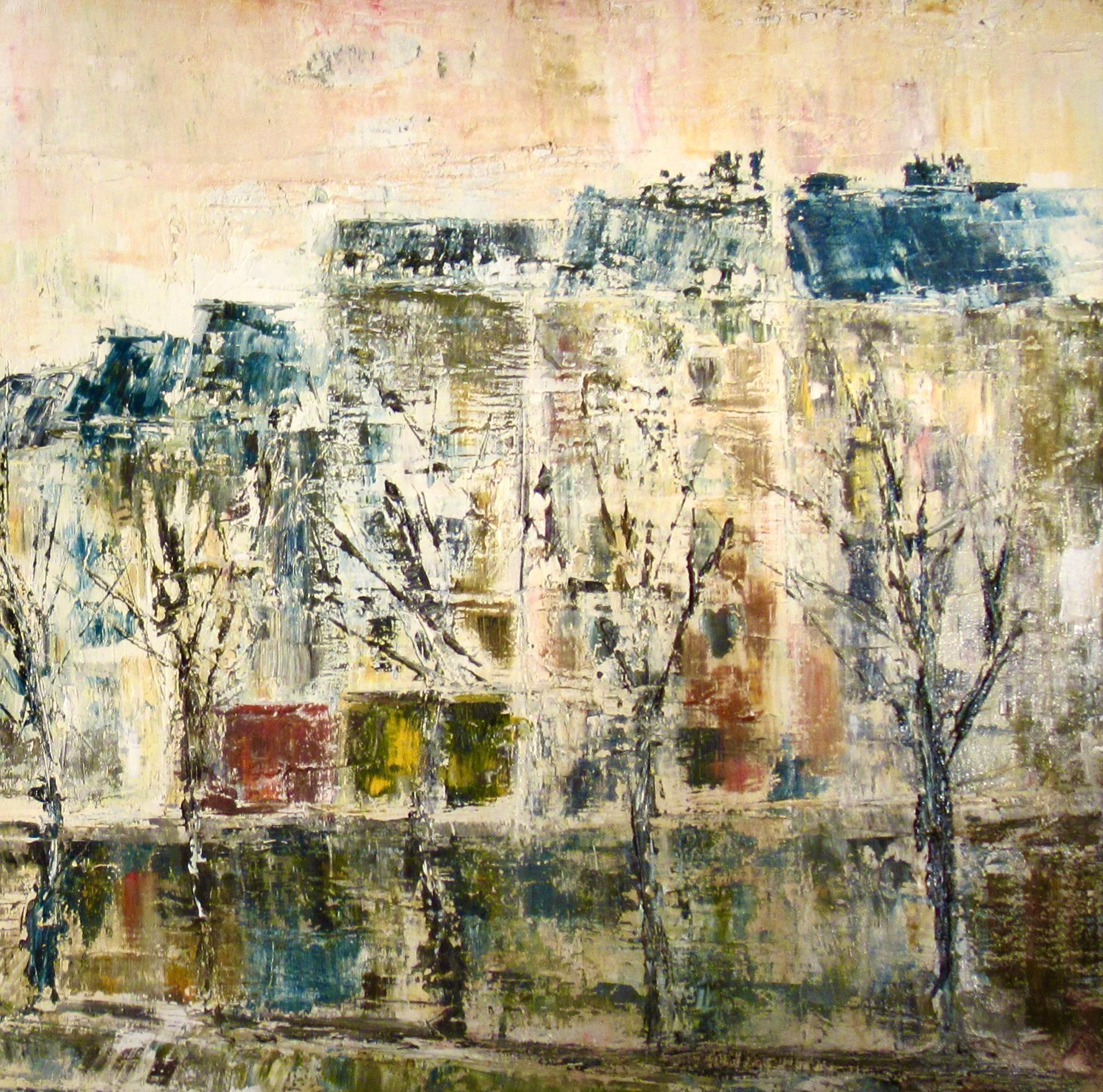 Les Quais de la Seine con Notre Dame, París. - Painting Moderno de Guy Buffet